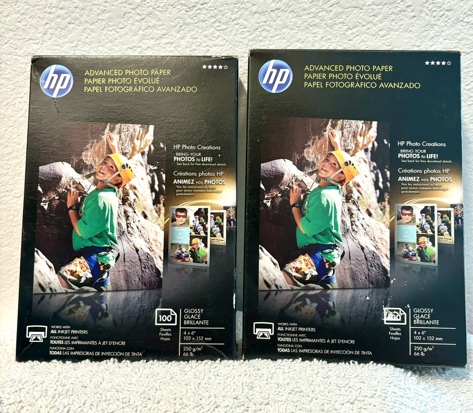 Photo Paper HP Advanced Lot 2 Glossy Q6638A 4×6 , 185 Sheets Total