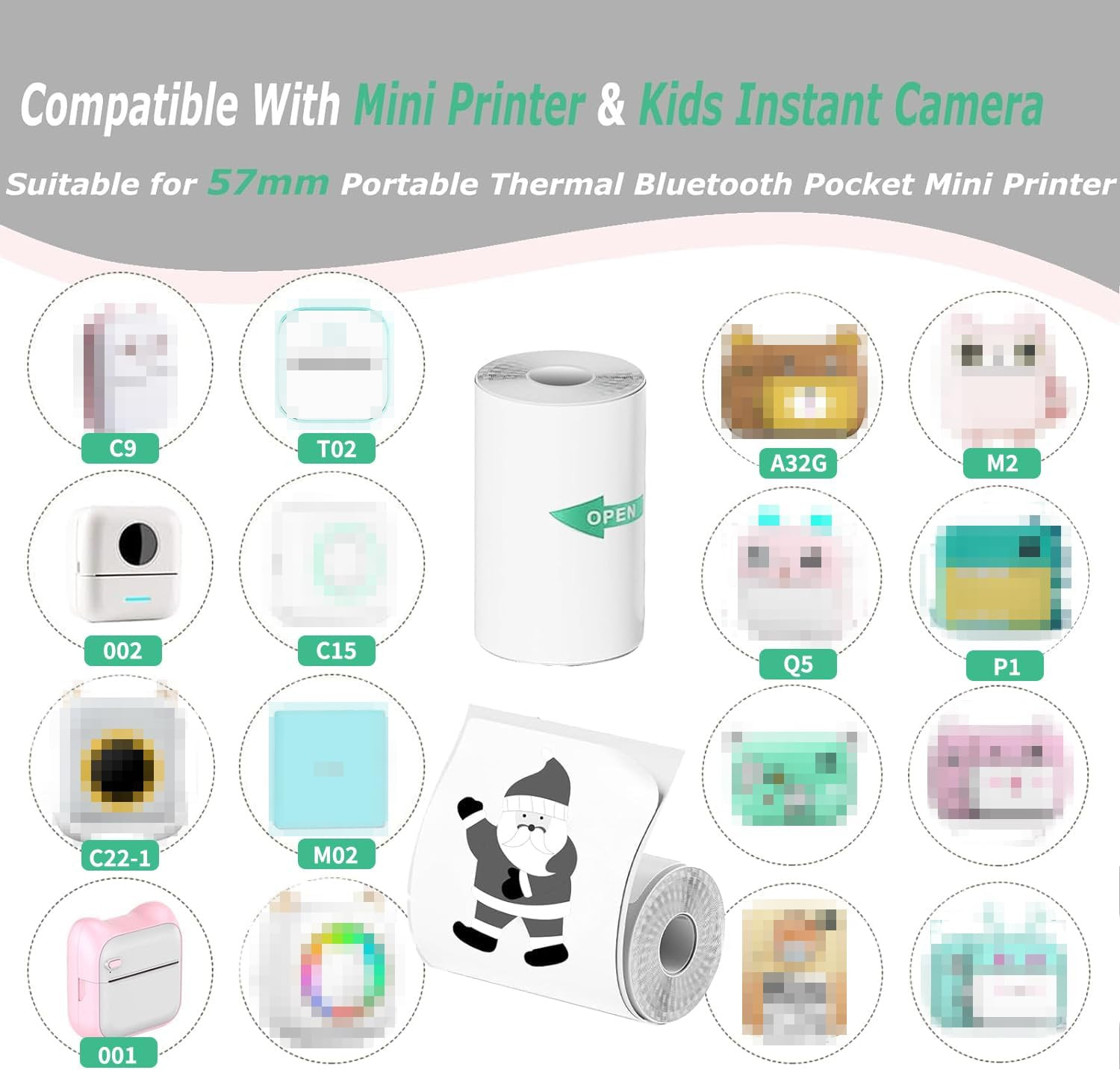 10 Rolls Mini Thermal Printer Sticker Paper, 57 X 25mm, Mini Pocket Printer Stic