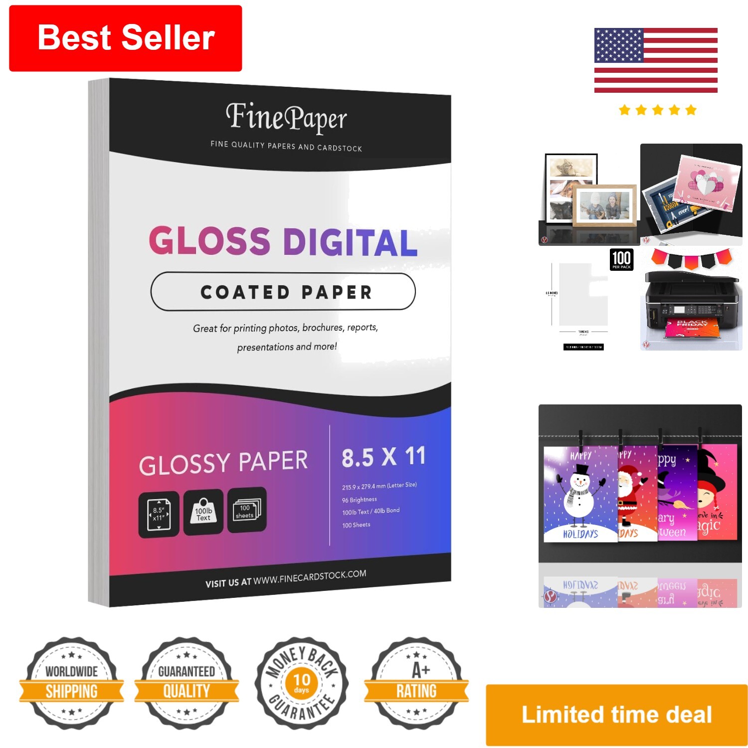 Double-Sided Glossy Paper – 8.5×11 – 100 Sheets – Ideal for Flyers & Brochures