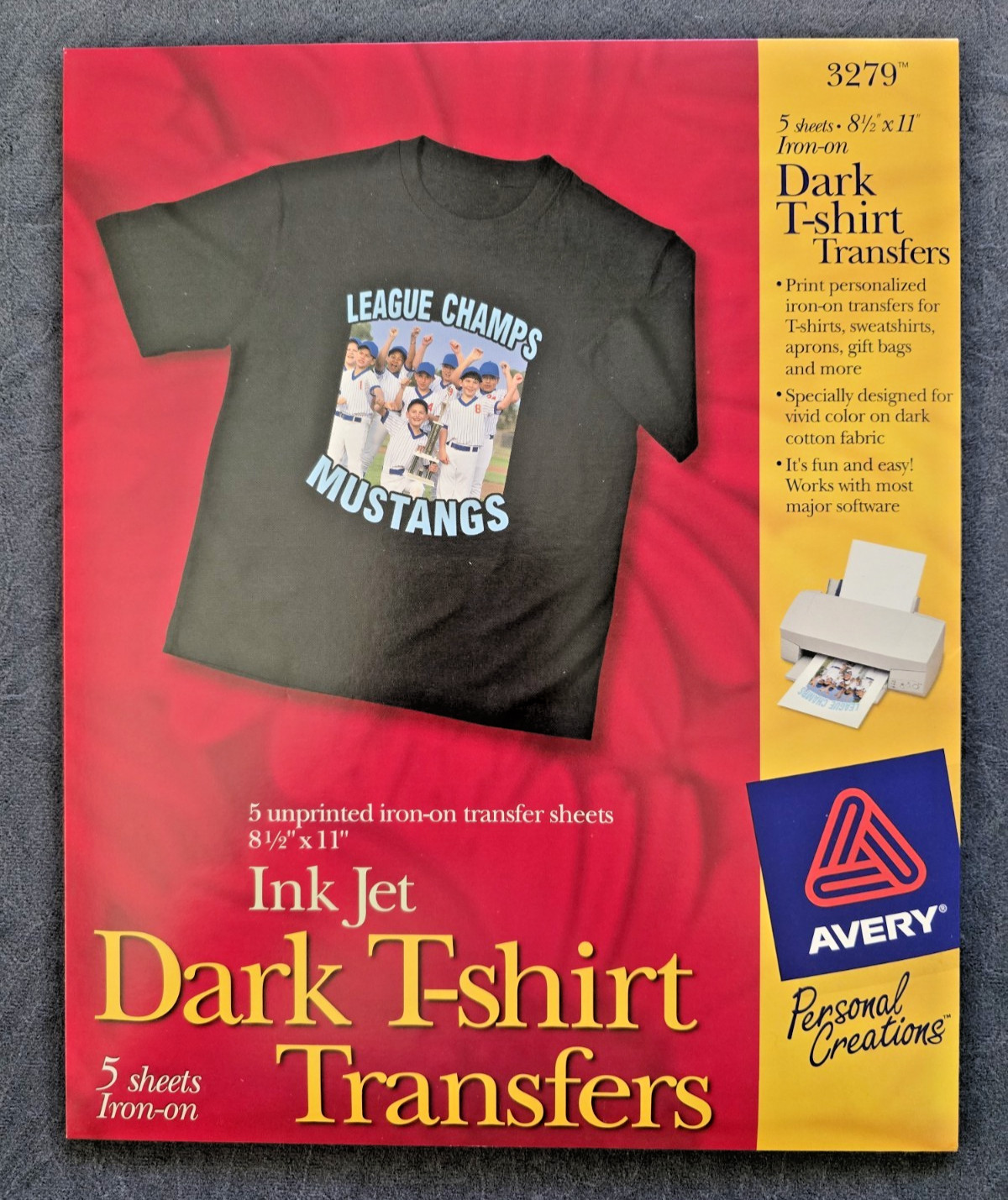 Avery Printable Dark T-Shirt Iron-On Transfers #3279 – 5 Blank Sheets – SEALED!