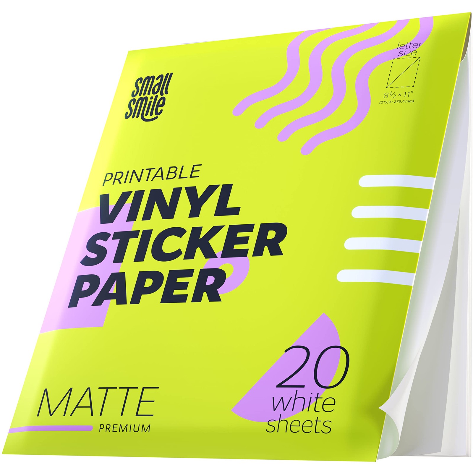 Vinyl Sticker Paper 20 Sheets 8.5×11 for Inkjet & Laser Printers – Waterproof