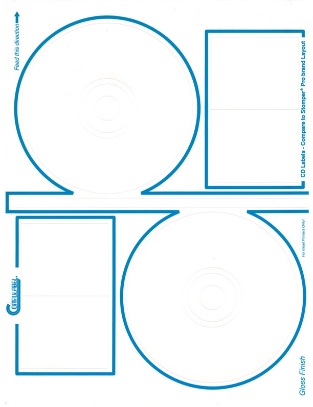 GLOSSY Finish 5-INCH CD/DVD Labels, STOMPER PRO format, 200-Pak by Compulabel