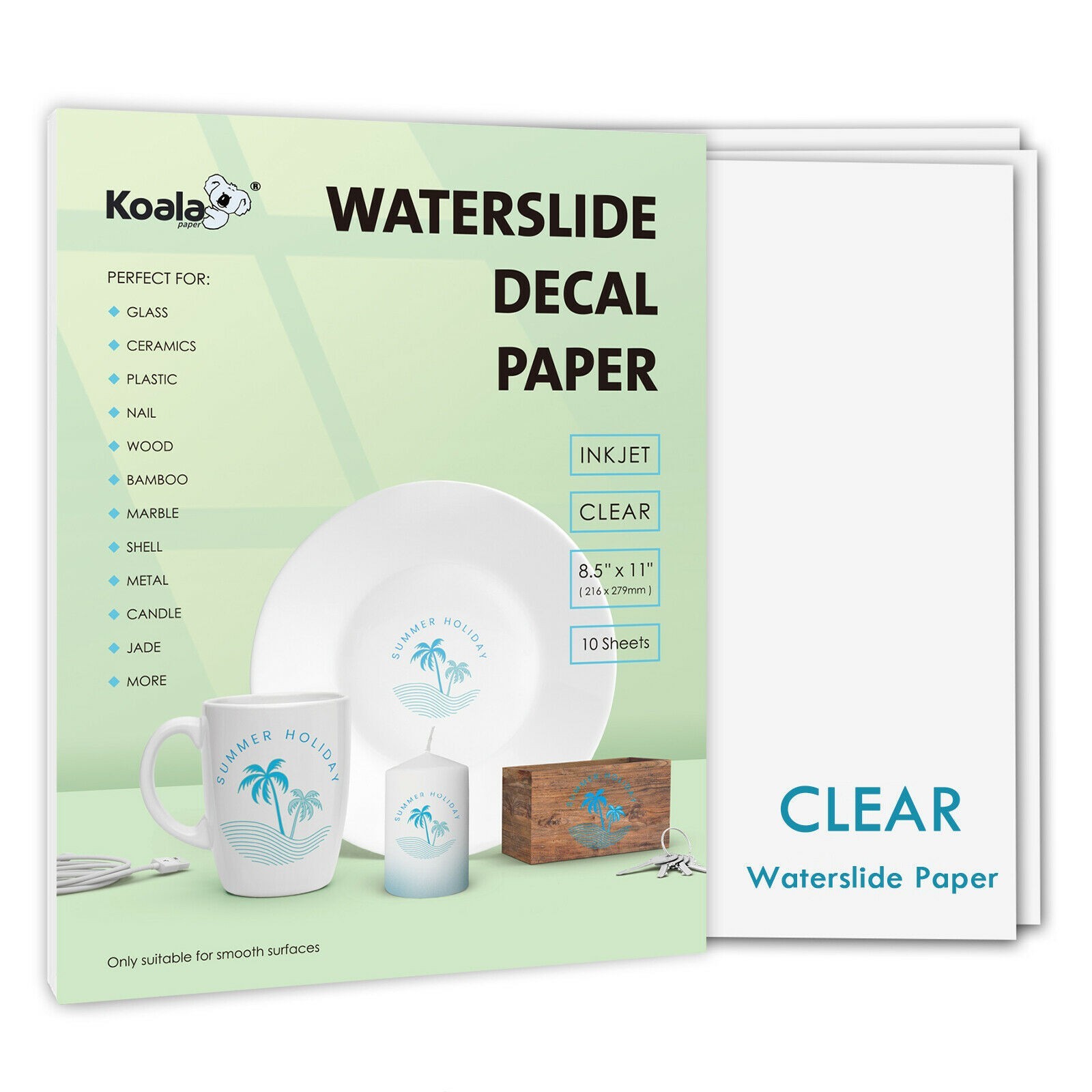 Koala Waterslide Decal Paper Inkjet Clear 50 Sheets Water Slide Transfer 8.5×11