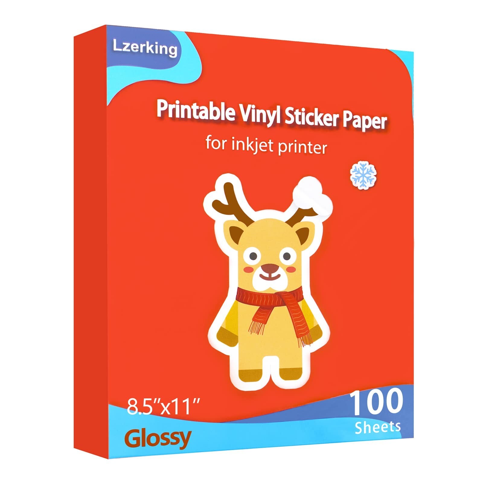 Printable Vinyl Glossy Sticker Paper for Inkjet Printer 100 Sheets White Wate…