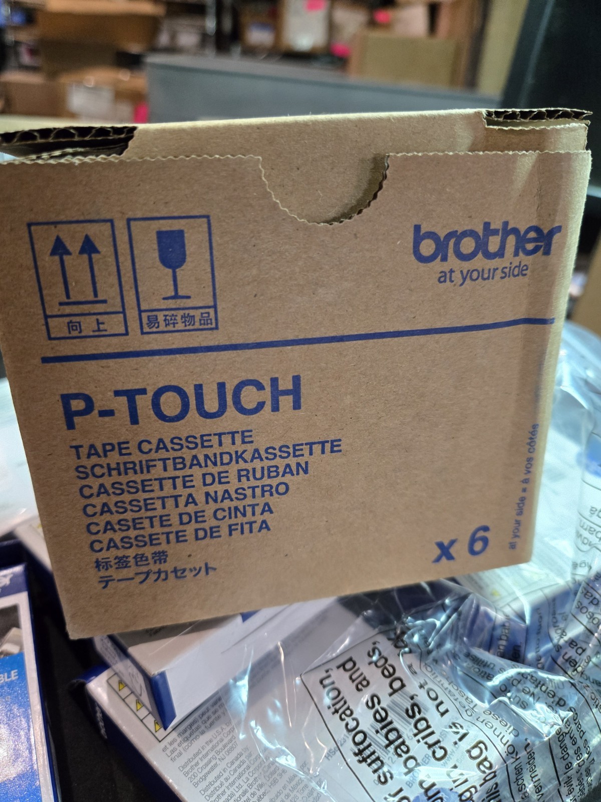 ( 6 ) Brother P-Touch HSe-231EG BLACK ON WHITE Label Tape 0.44” x 4.9’ NIB $15