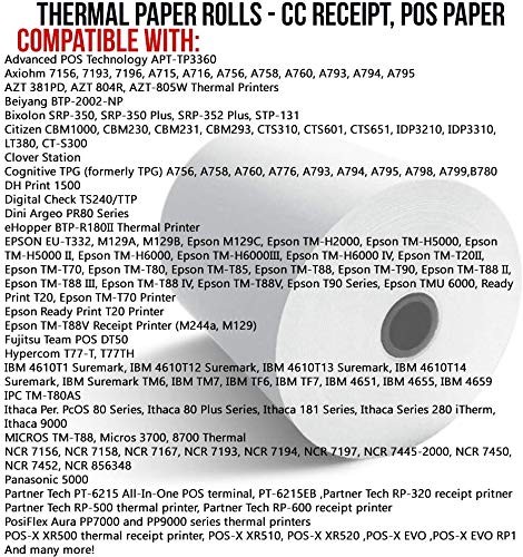(25 Rolls) 3 1/8 x 230 Thermal Paper (80mm x 70m) 48 GSM 25 ROLLS, white