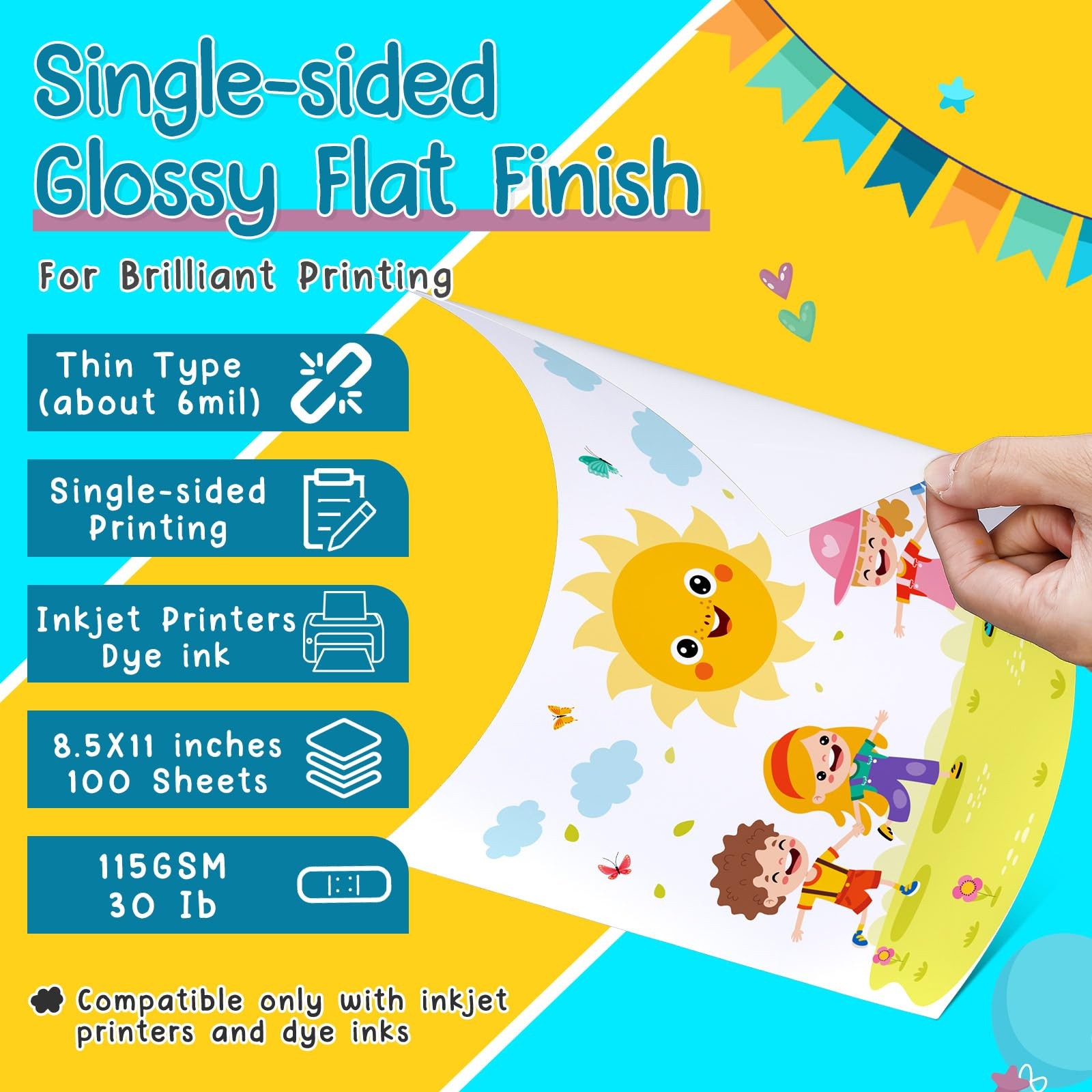 Paper Crimper Double Sided Tape Glossy Thin Inkjet Paper 100 Sheets Photo
