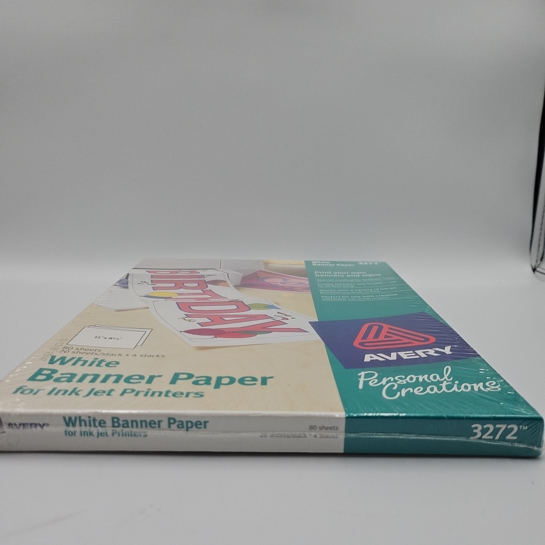 Avery 3272 White Banner Paper for Ink Jet Printers 11×8.5 80 sheets Vtg Sealed