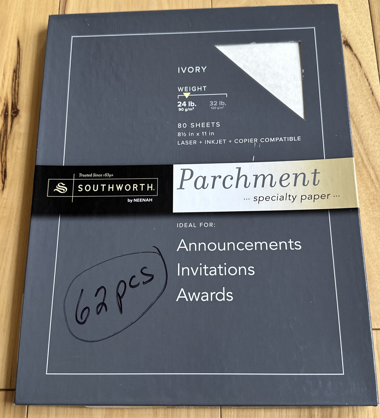 Southworth Parchment Specialty Paper,Ivory, 62 Sheets In Original box