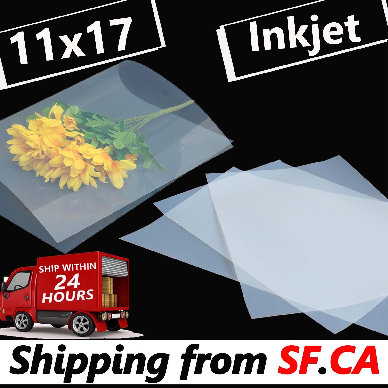 100 Sheets，11″x17″，Waterproof Inkjet Screen Printing Transparency positive Film