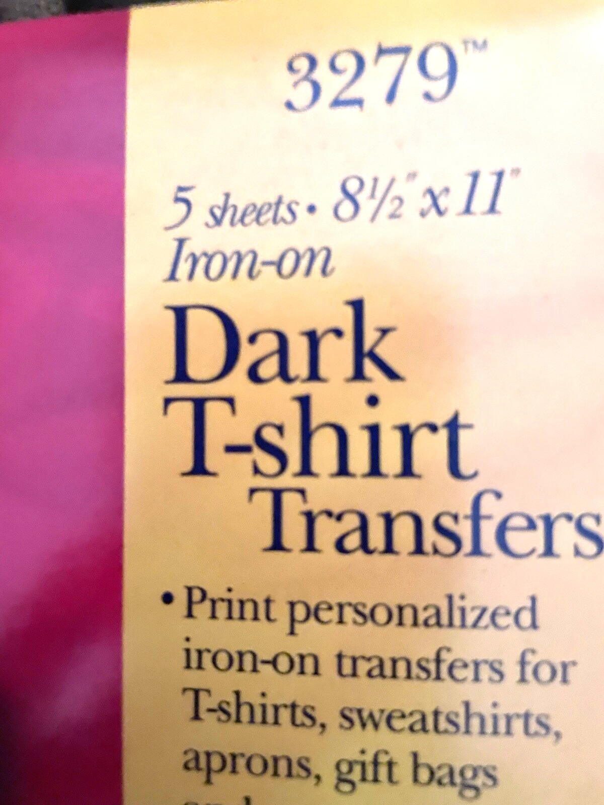 Avery 3279 Dark Fabric T-Shirt Transfers 8 1/2 x 11, set of (2) 5 packs NEW