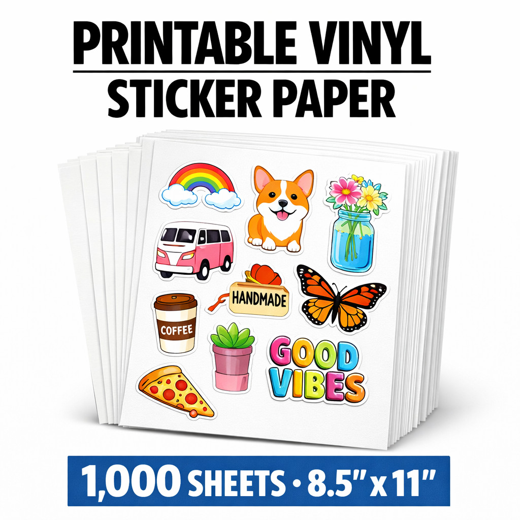 Matte Printable Vinyl Sticker Paper 8.5×11 Waterproof Inkjet Laser Cricut 1000