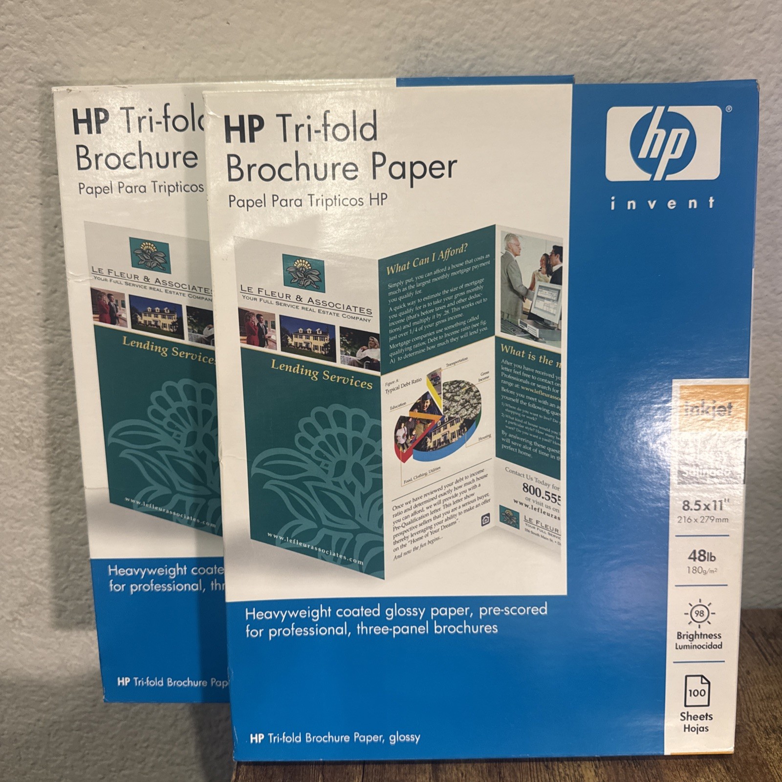 LOT 2 – HP Tri-Fold Brochure Paper Inkjet Glossy 8.5″x11″ – 200 Sheets NEW