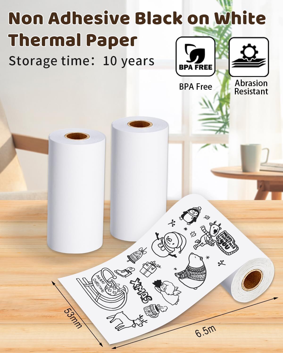53mm Adhesive Thermal Sticker Paper Phomemo M02 T02 Bluetooth Pocket Printer