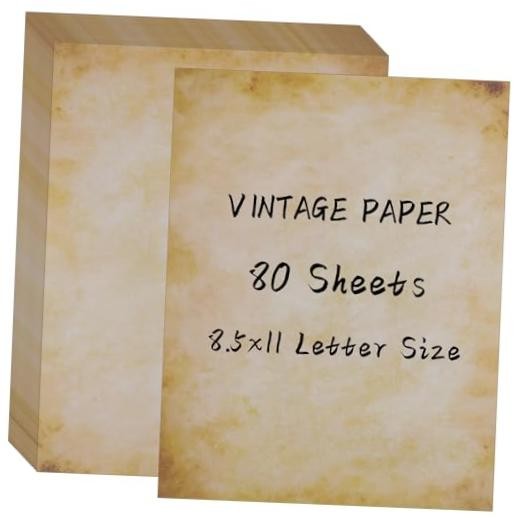80 Sheets Vintage Paper, 8.5″x11″ Letter Size Printer Paper, Classic-A