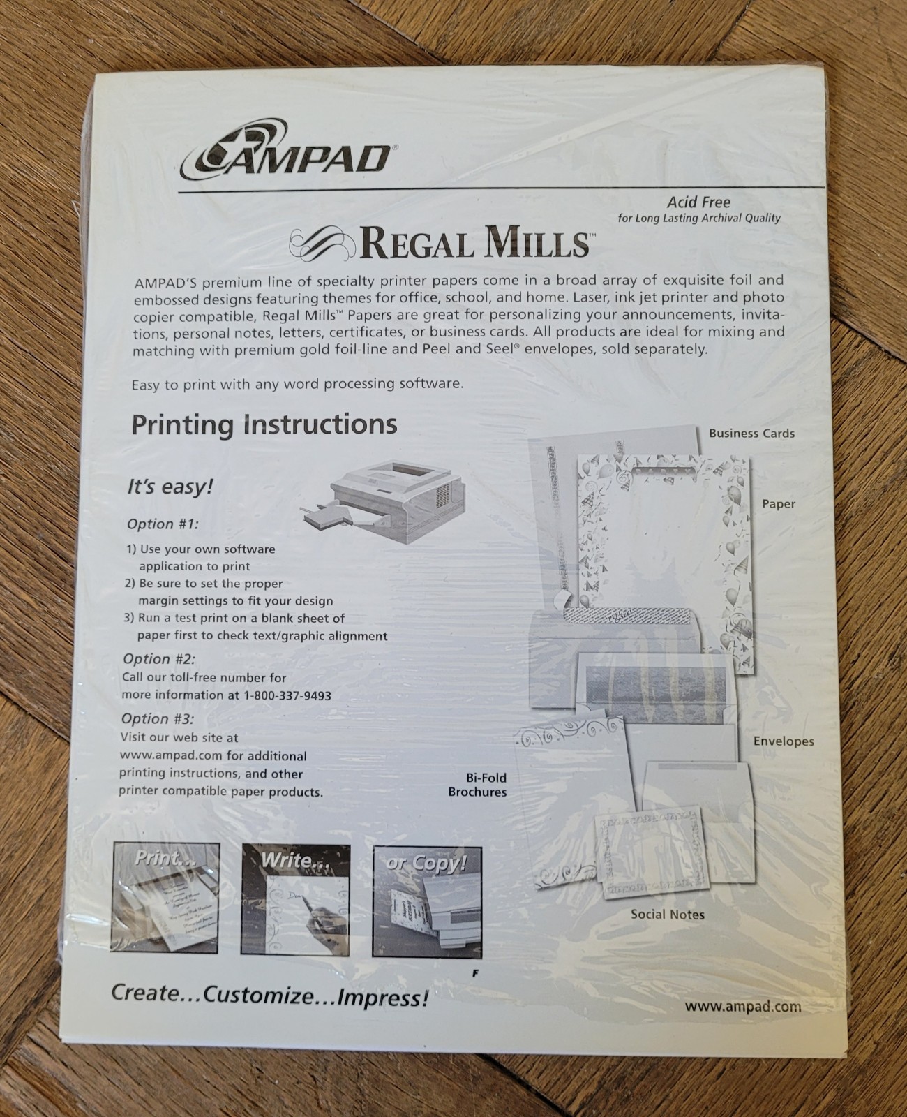Ampad Regal Mills 100 Business Size Blank Cards – Pearl Rope – Money Back