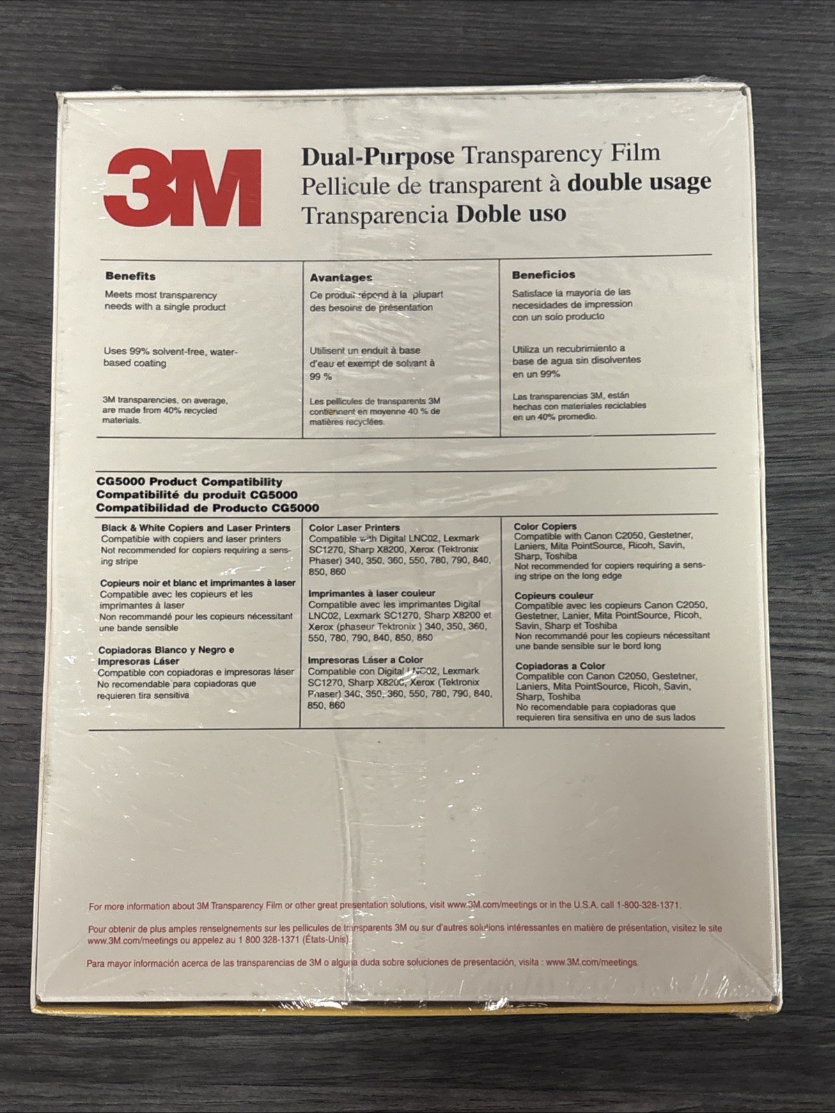 50 Pcs 3M CG5000 Multipurpose Transpareny Film Printer Paper SEALED Double Usage