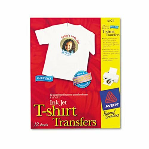 Avery Personal Creations Inkjet T-Shirt Transfer, White, 12 Transfers 3275 NEW!