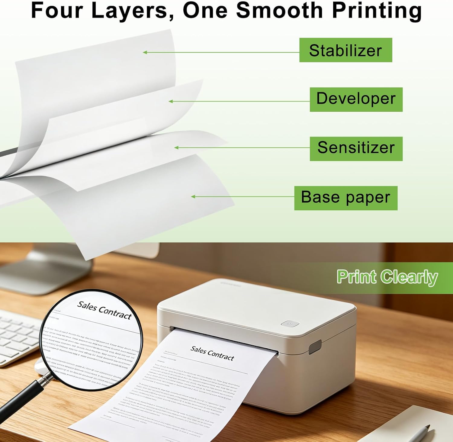 100 Sheets Thermal Printer Paper 8.5 X 11 Inch US Letter Size Thermal Paper