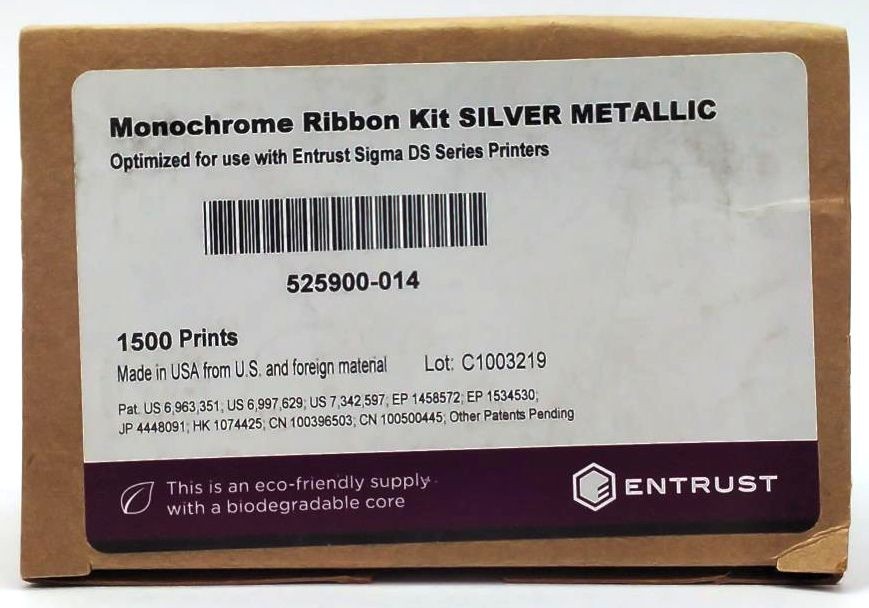 Entrust Sigma DS4 Monochrome Ribbon Cartridge Silver Metallic 525900-014 Genuine