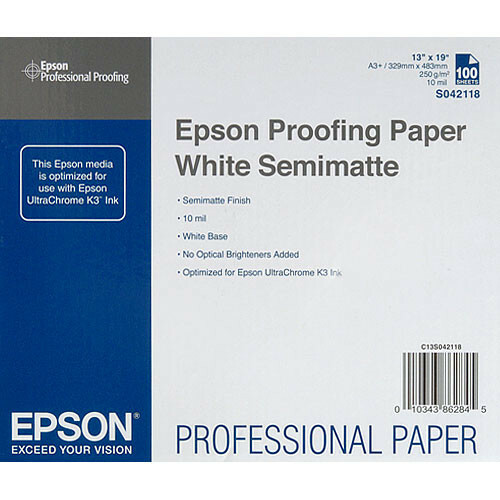 Epson Proofing Semi Matte Inkjet Photo Paper White 13″ x 19″ 100 Sheets S042118