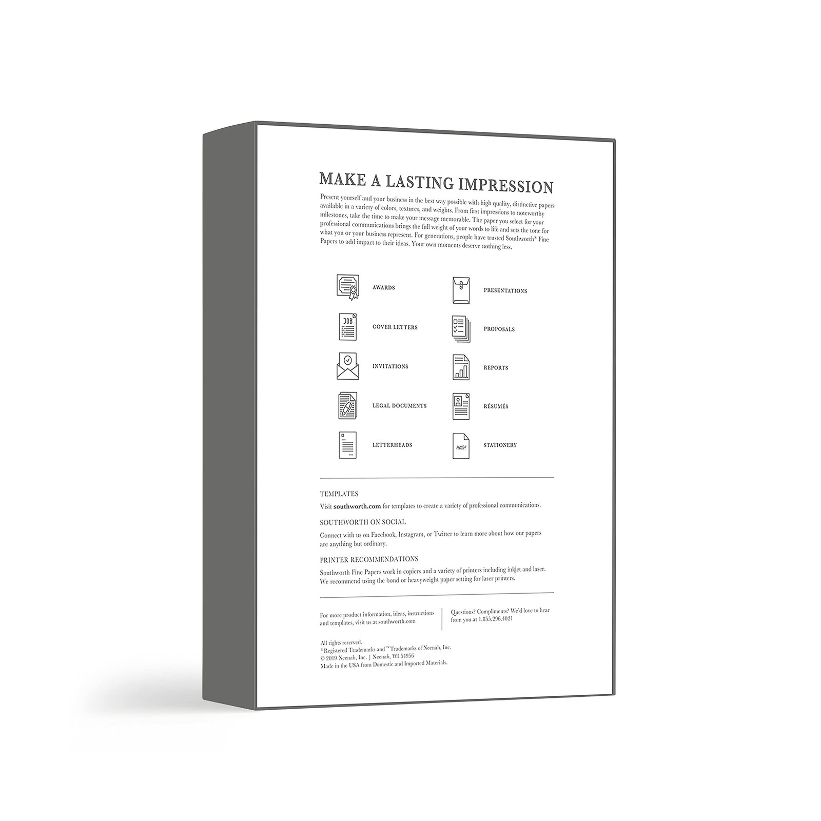 Southworth 25% Cotton Business Paper, 8.5 x 11″, 24 lb/90 gsm, Linen Finish, …