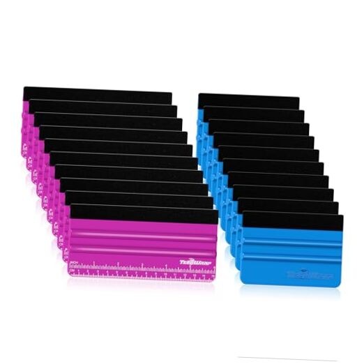 Professional Squeegee for Vinyl, 20 PCS Plastic Felt 20pcs Pitaya & Blue