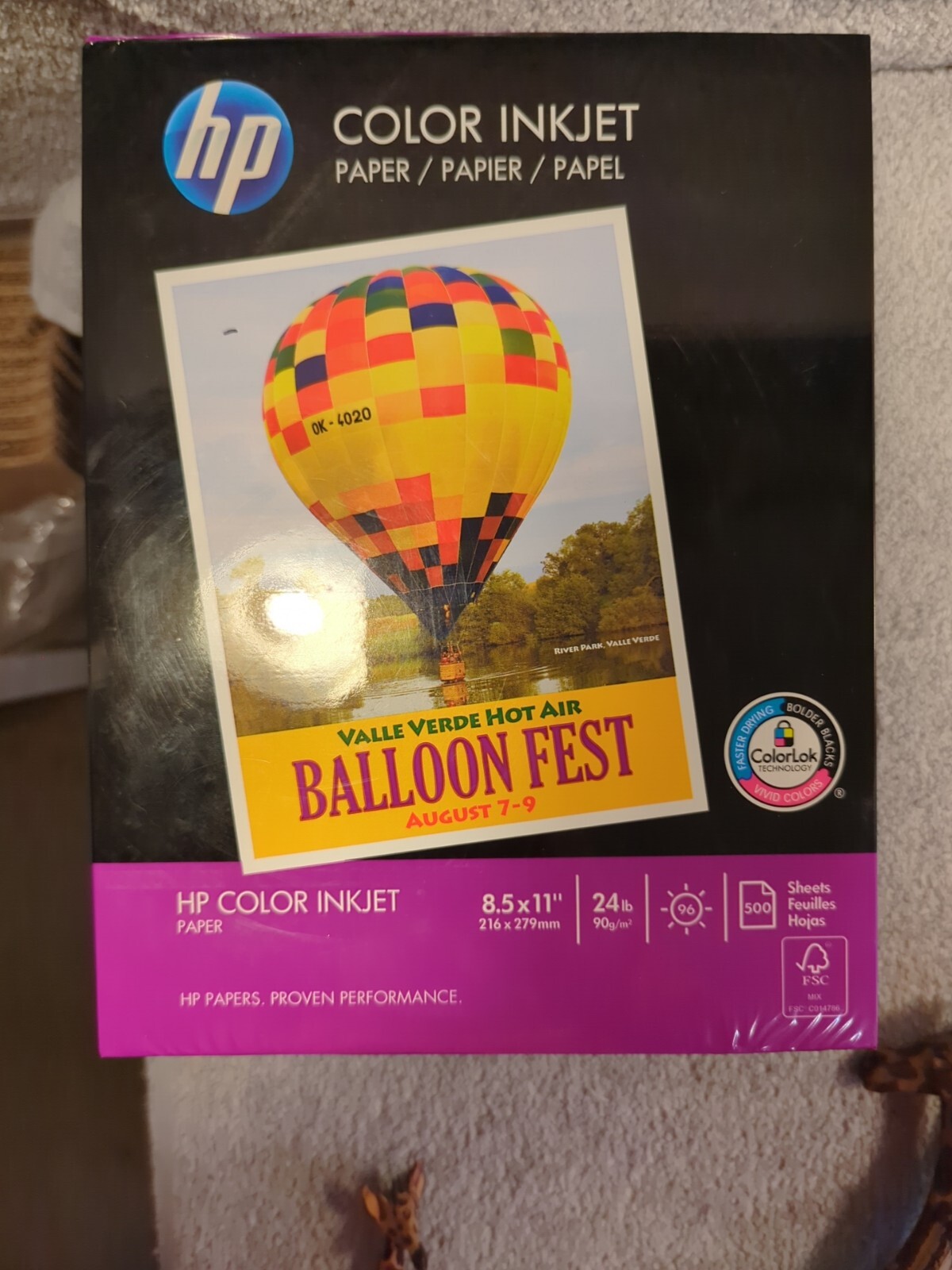 HP Color Printer Paper, Color Printing 24lb, 8.5 x 11, Letter, 96 Bright, 500X2