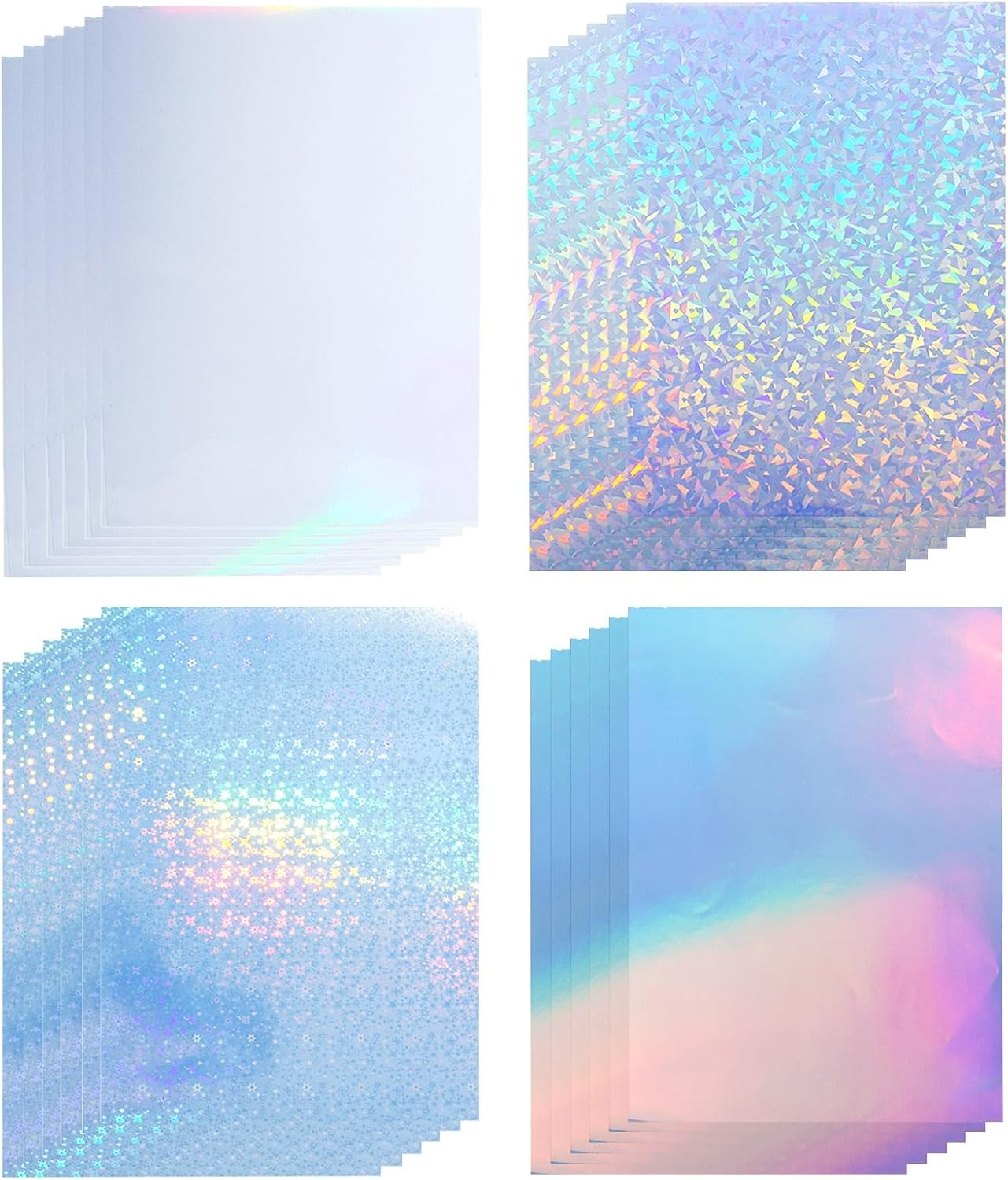 24 Sheets Vinyl Printable Sticker Paper A4 Size 8.25″ x 11.7″ Holographic Glossy