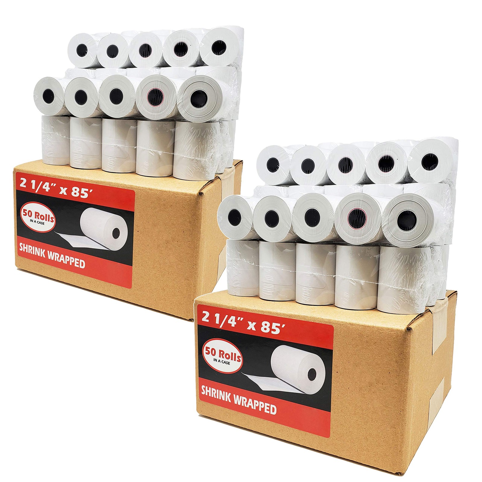 (100 Rolls) 2 1/4 x 85 Thermal Paper Receipt Rolls 2 Cases – 100 Rolls, White