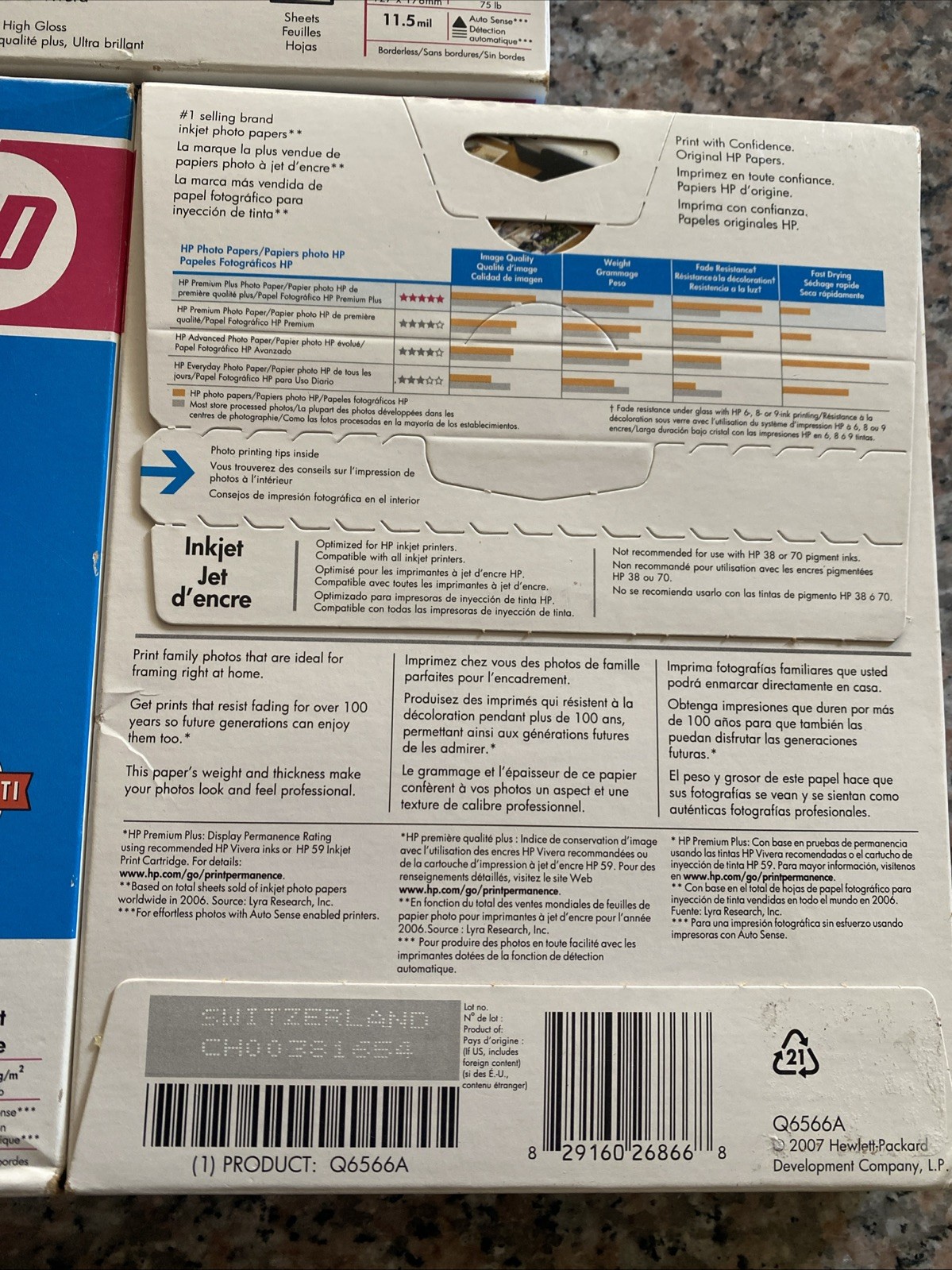 Lot 3 HP Premium Plus Photo Paper High Gloss 5×7” TTL 180 Sheets – Inkjet