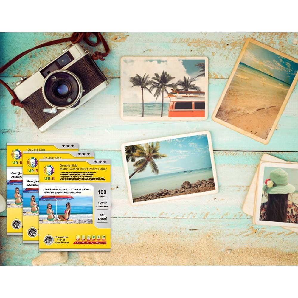 100 Sheets 8.5×11 Inch Double Sided Matte Coated Inkjet Photo Paper 260gsm