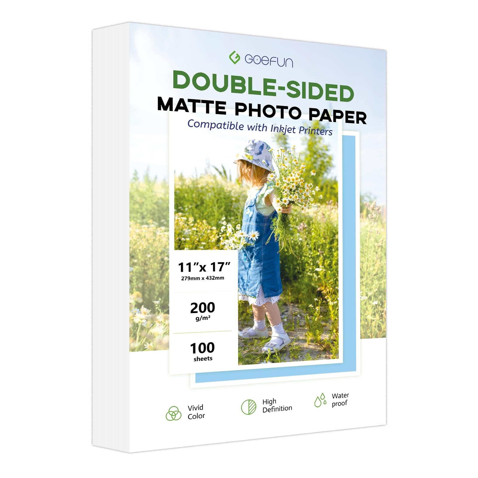 11×17 Double Sided Photo Paper Matte 200GSM/54LB Presentation Paper for Inkje…