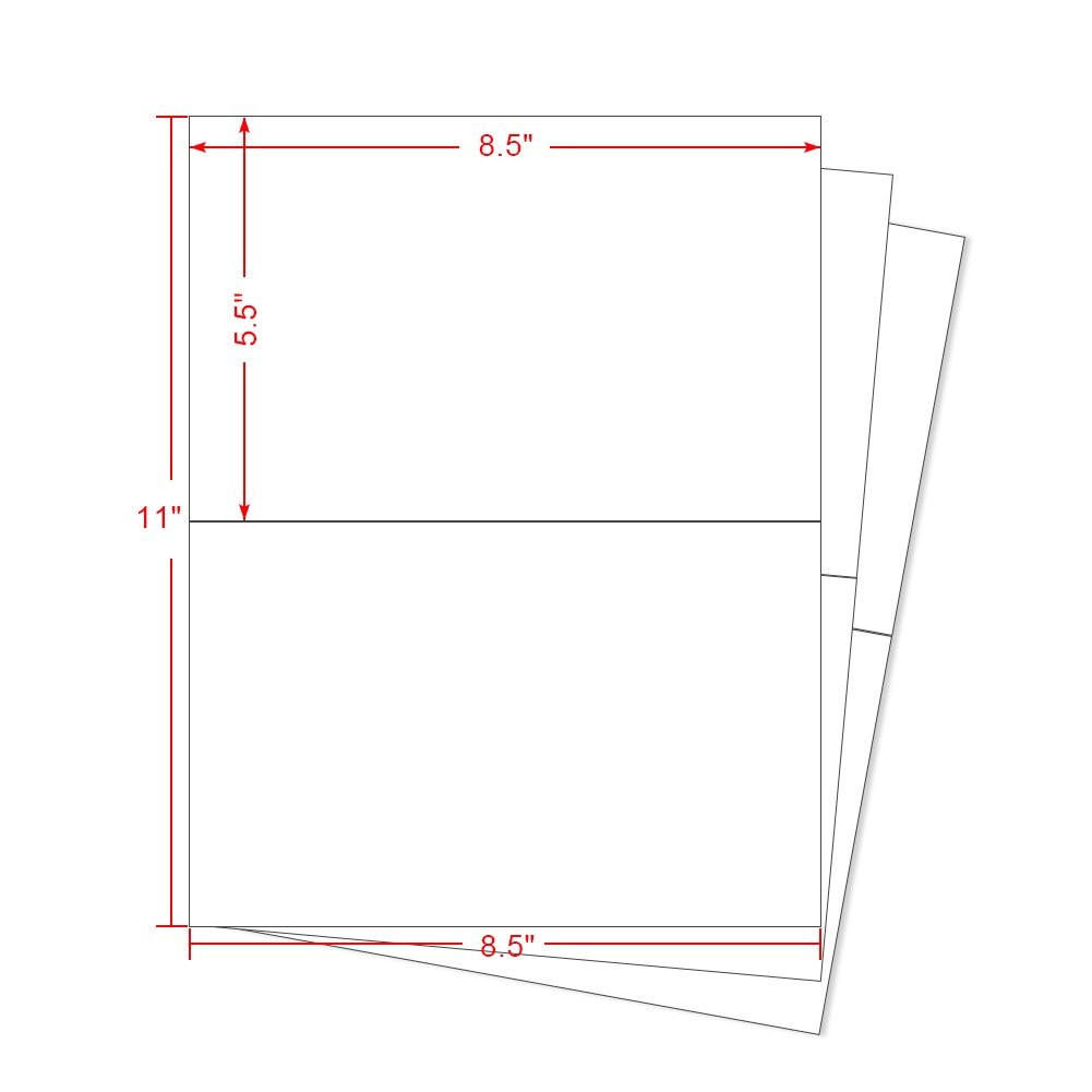 500 Shipping Labels 2 Per Sheet Blank Self Adhesive 8.5×5.5 for Laser