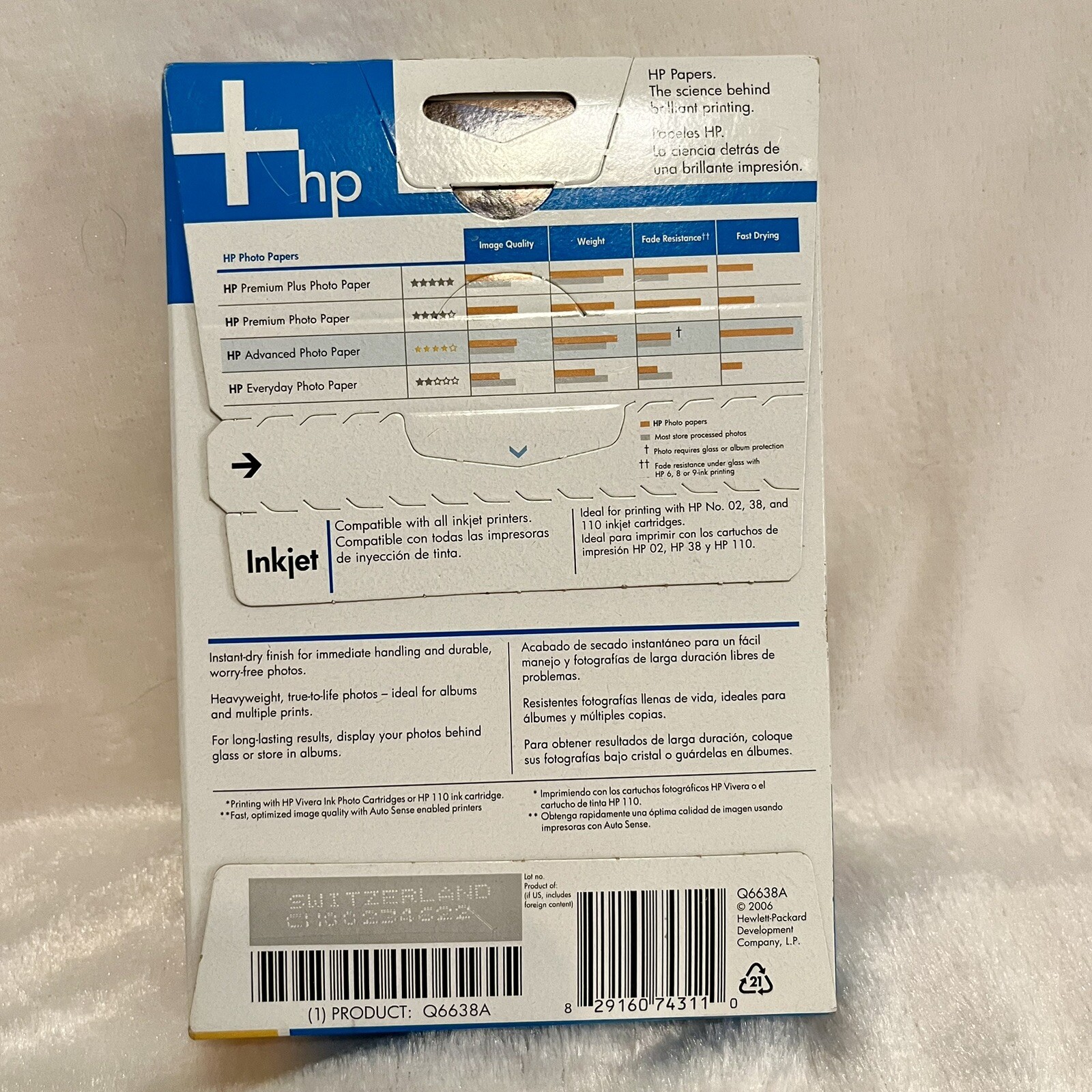 Lot 4×6 Glossy Photo Paper HP & Premium 120 Sheets Total Inkjet Hewlett Packard