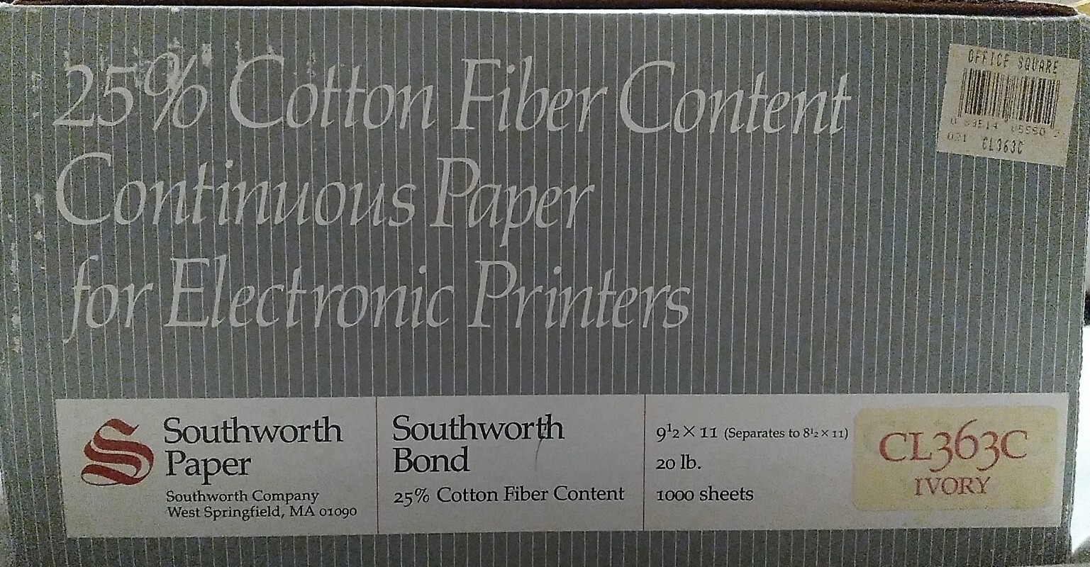Continuous Dot Matrix Vintage Watermark Printer Paper 25 Sheets Ivory 8.5 x 11