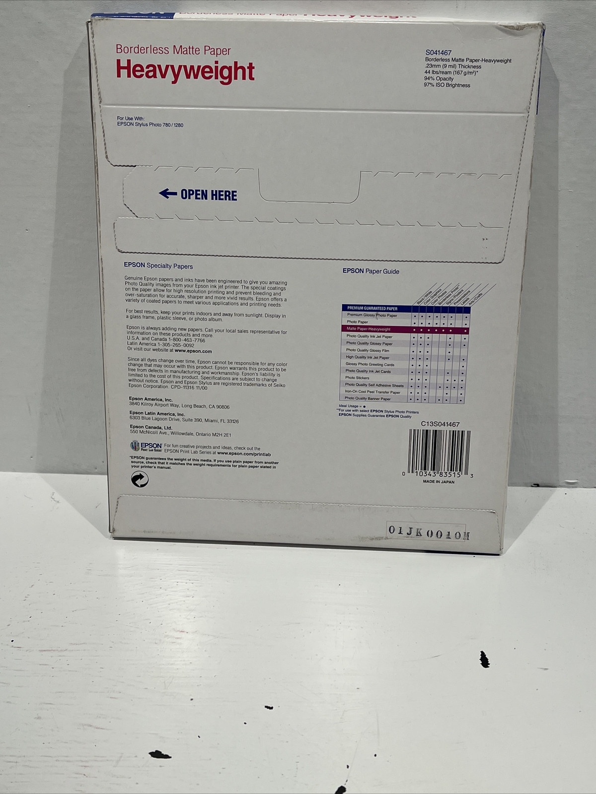 Epson Borderless MATTE Heavyweight (8×10 Inches, 50 Sheets) (S041467) New-Sealed