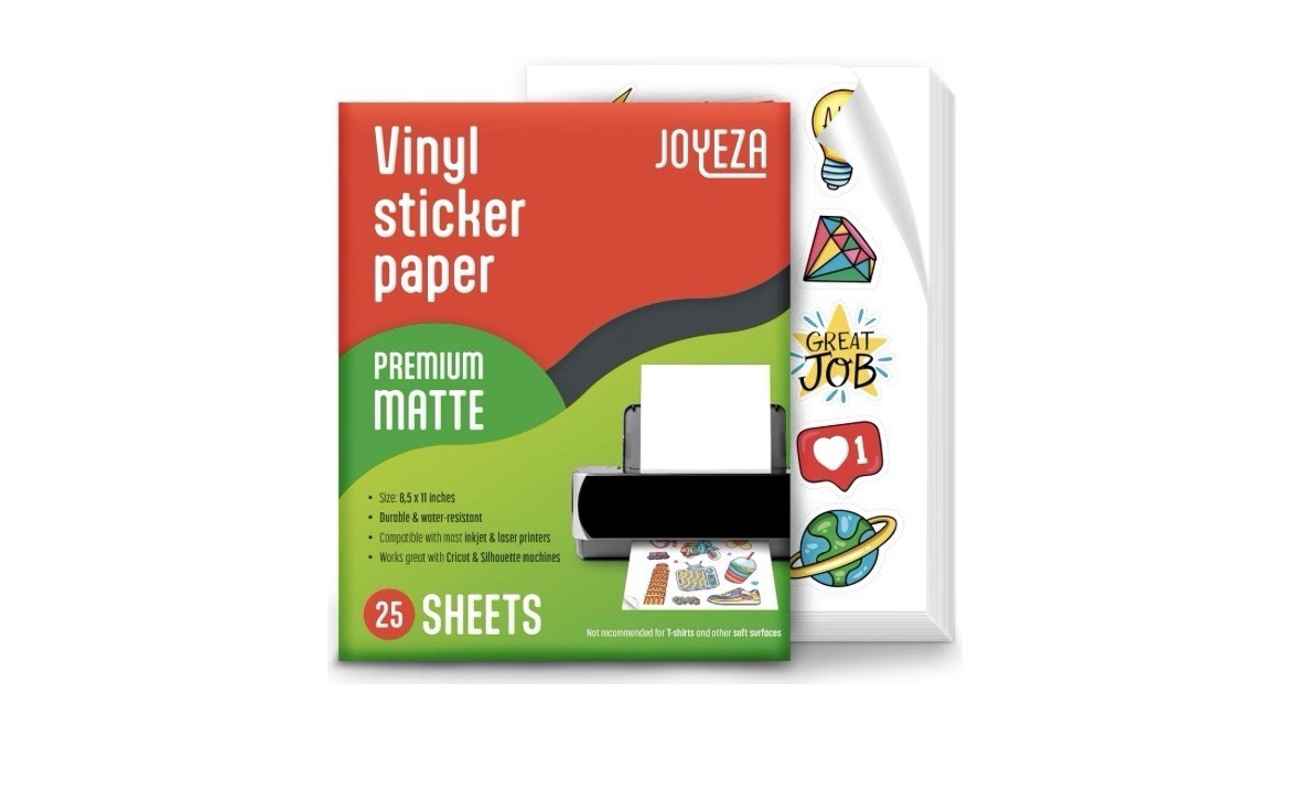 Premium Printable Vinyl Sticker Paper for Inkjet Printer – 25 Sheets Matte Wh…