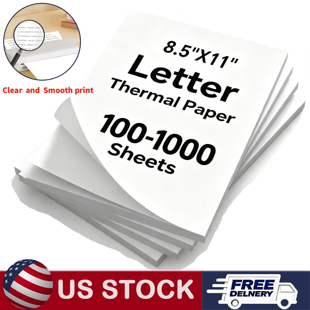 100-1000 Sheets Thermal Printer Paper 8.5″x11″ US Letter Size Thermal Paper lot