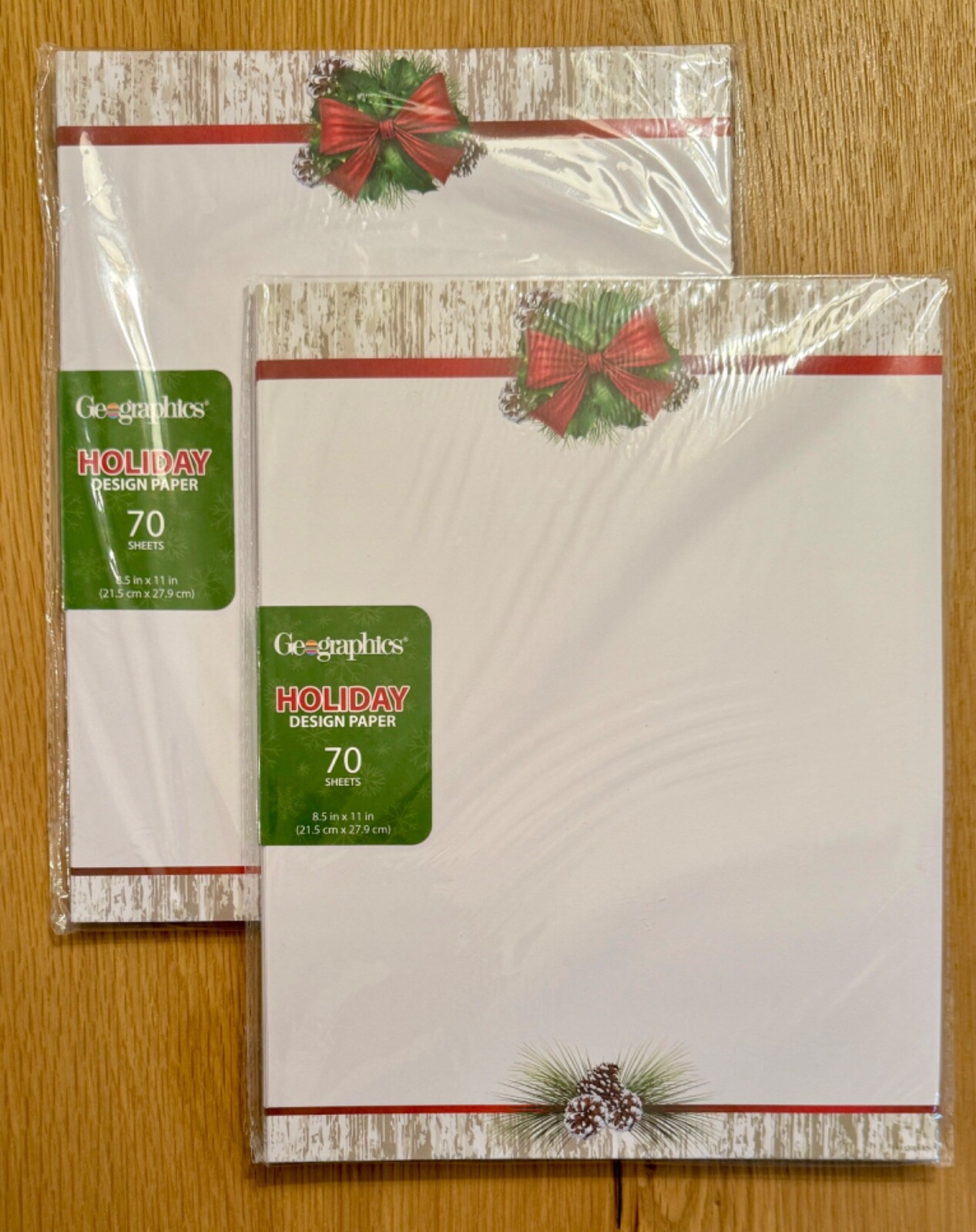 Lot of 2 Packs Christmas Printer Copy Paper Letterhead 8.5×11 Geographics 140 Pg