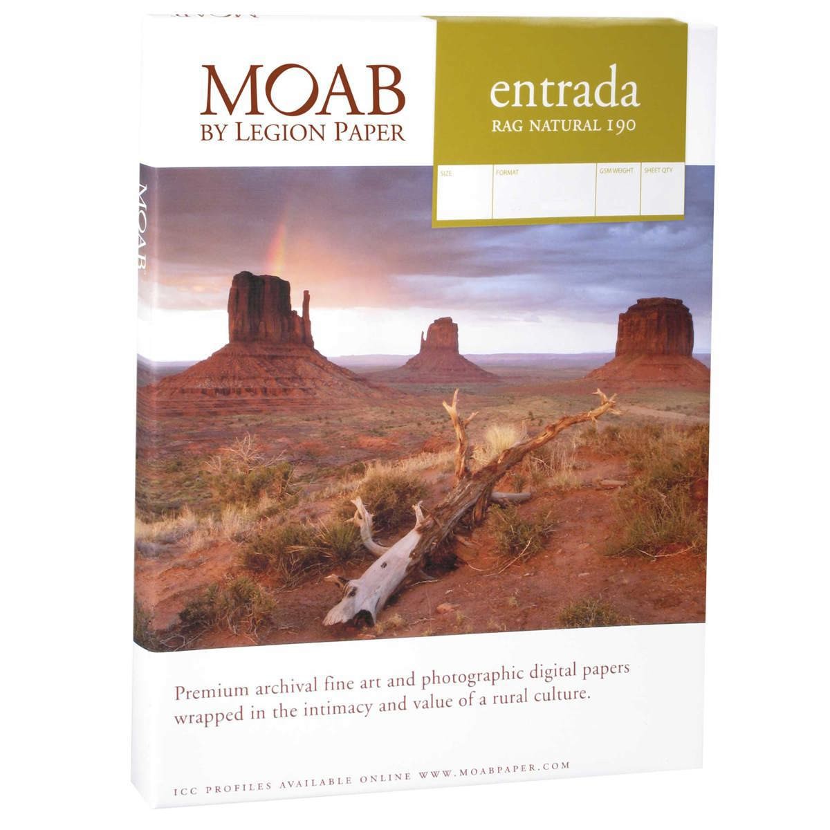 Moab Entrada Rag Fine Art, 2-Side Natural Matte Inkjet Paper, 15.5 mil., 190gsm,