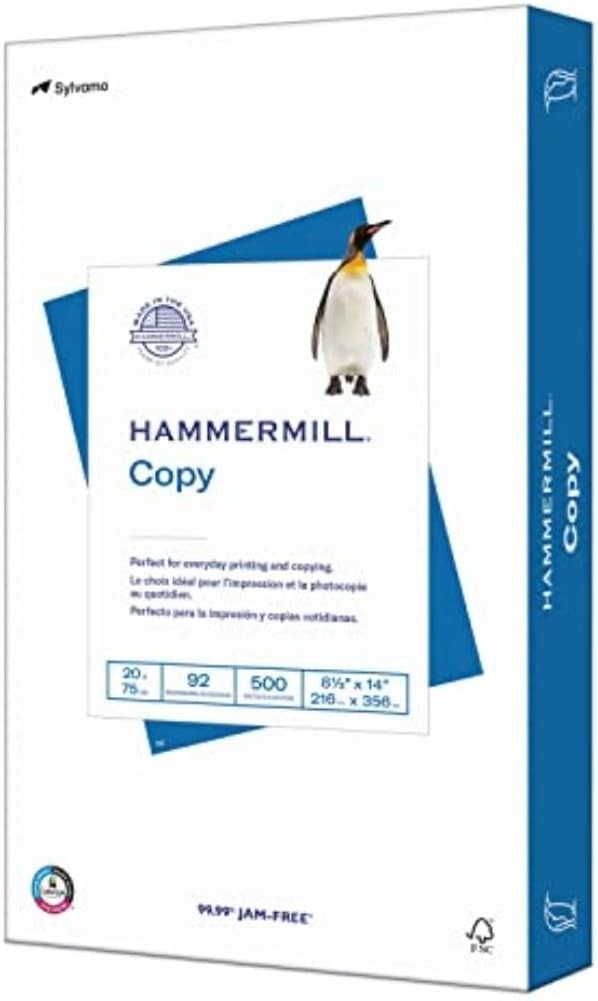 Multipurpose Printer Paper – 20 lb, 500 Sheets, 8.5 x 14, Acid-Free & Bright