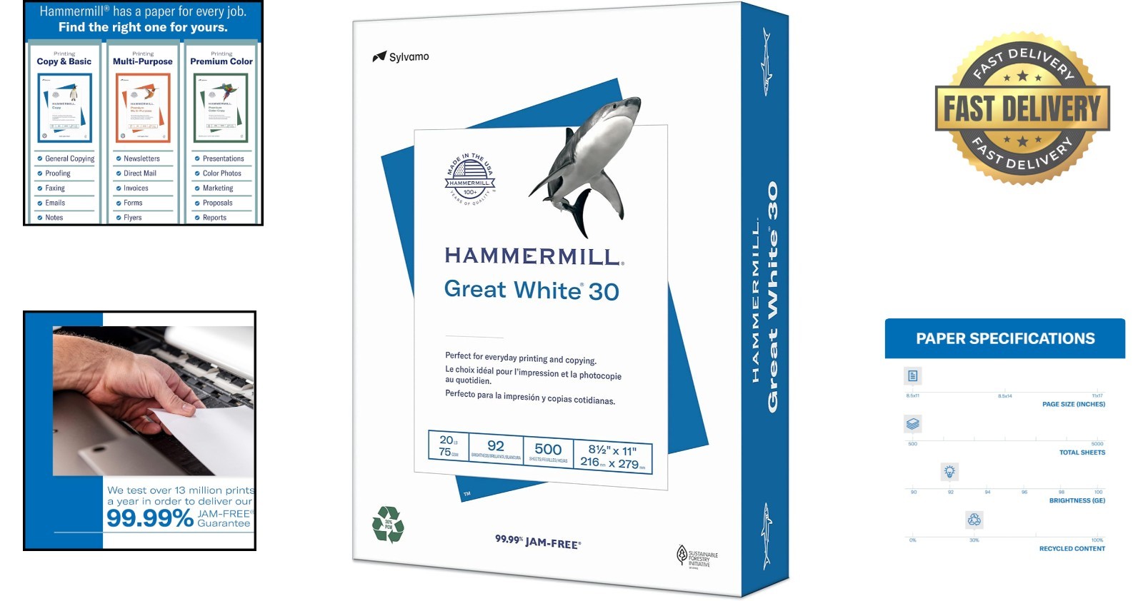 Eco-Friendly Great White Printer Paper | 500 Sheets, 92 Brightness, 30% Recycled