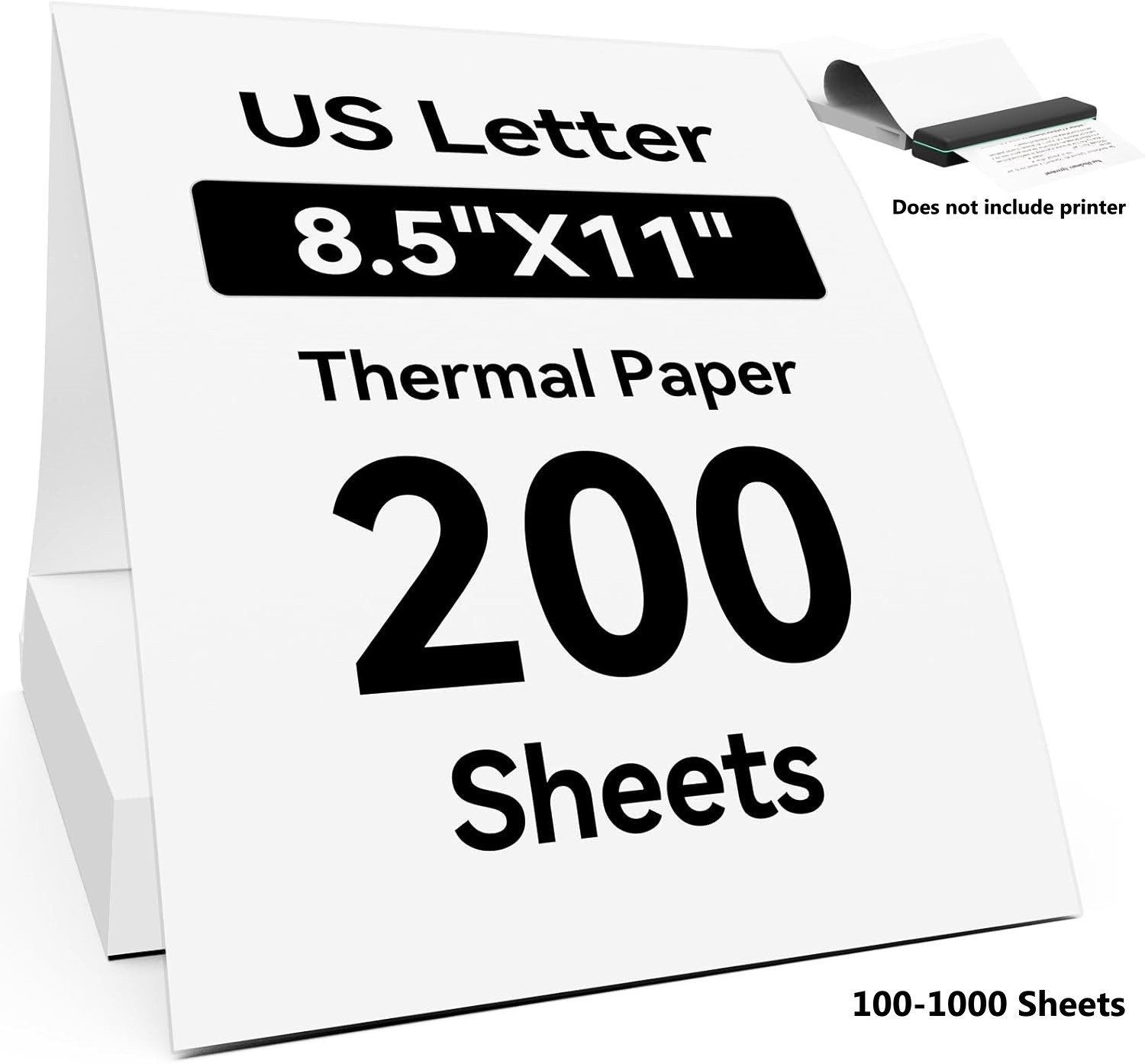 8.5×11″ Folded Thermal Paper 200 Sheets Quick Dry for Travel Office Home
