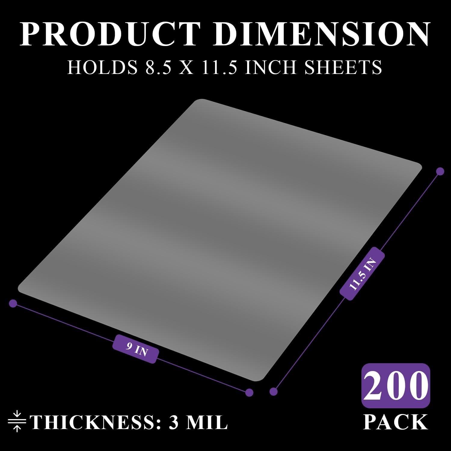 Laminating Sheets 8.5 x 11, 200 Pack Thermal Laminating Pouches 3 mil, Clear