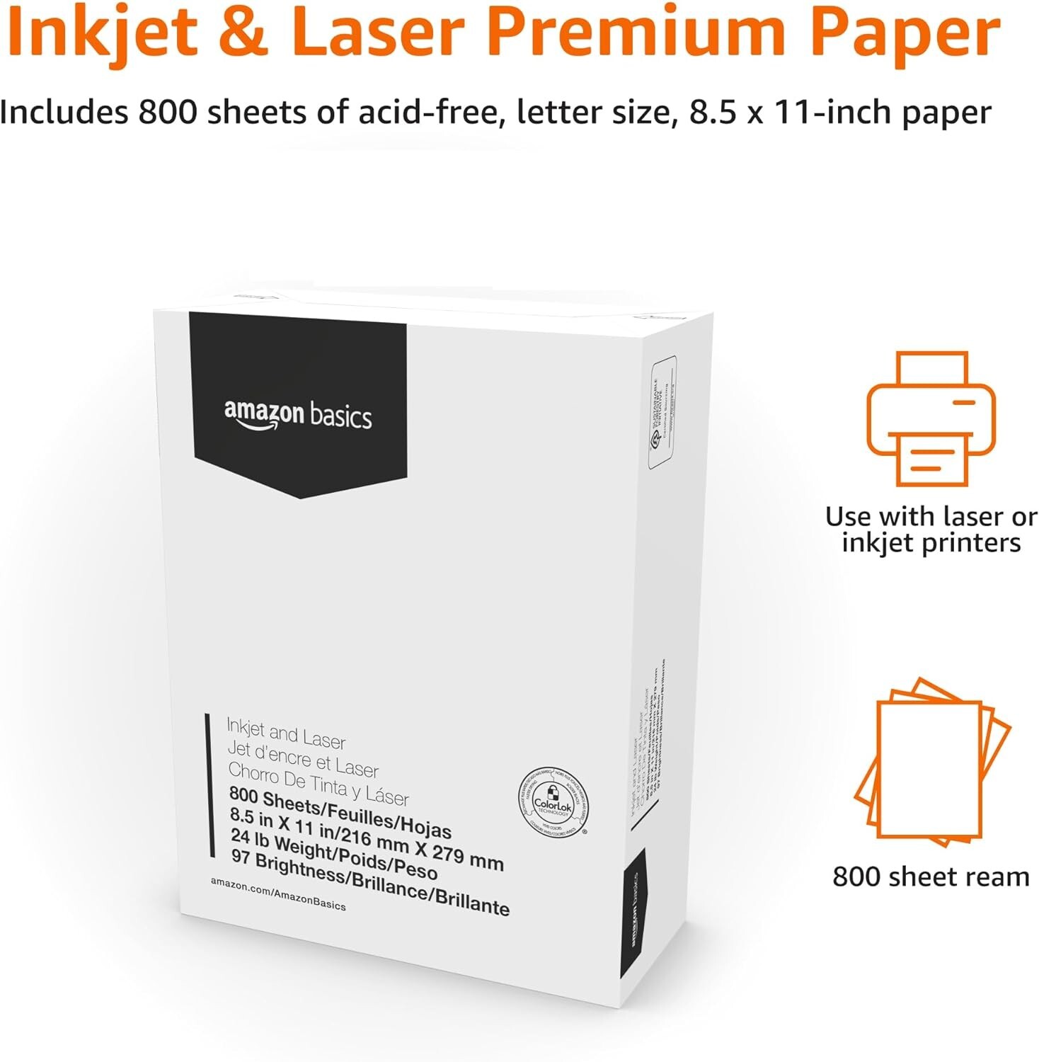 Versatile 8.5-x-11-inch Copy Paper, 800 Sheets, Works with Printers and Copiers