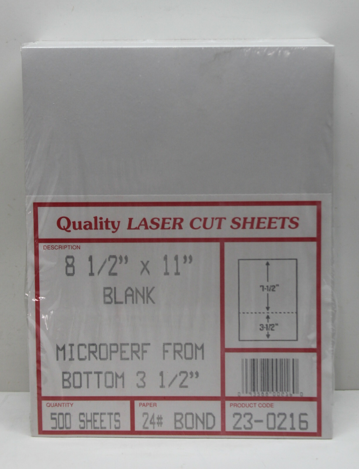 📄 8.5 8-1/2 x 11 Blank Perforated Paper 24# Bond w/ 3.5 3-1/2 Return 500 Sheets
