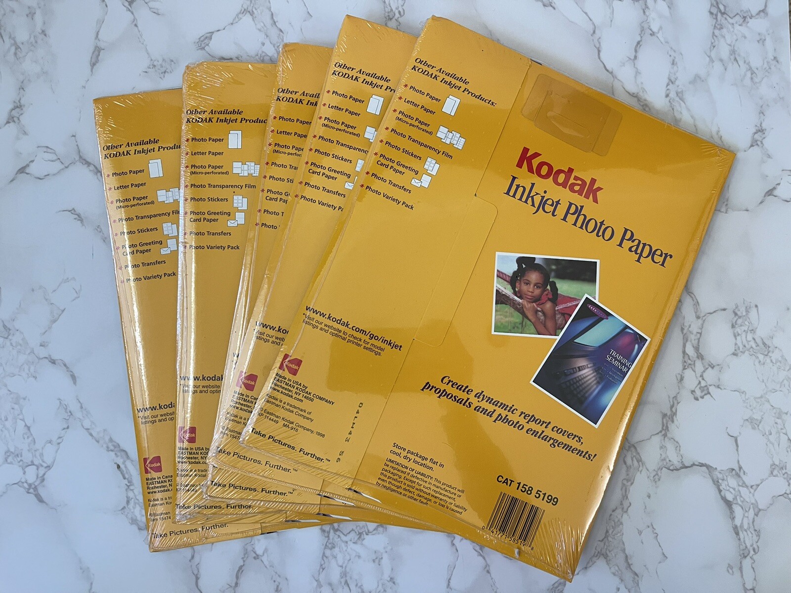 Lot of 5 Kodak Inkjet Photo Paper 8.5”x11” 75 Total Sheets 158 5199 New Sealed
