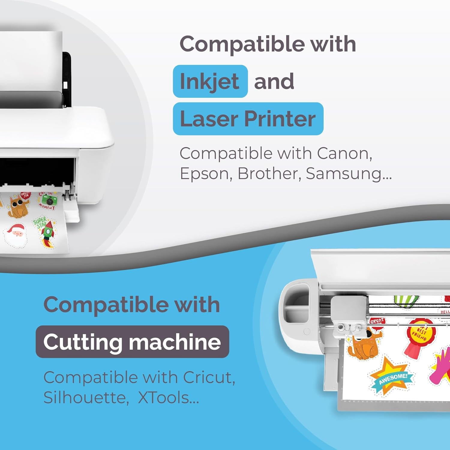 Premium Printable Vinyl Sticker Paper for Inkjet & Laser Printer – 32 Sheets Sel