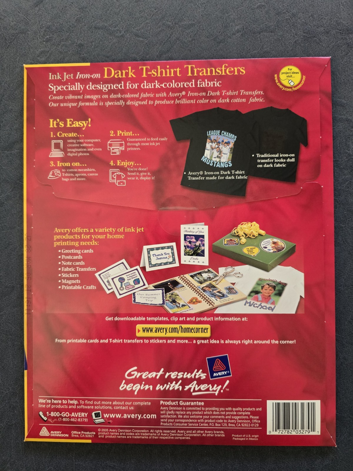 Avery Printable Dark T-Shirt DIY Transfers #3279 (3 Sets) – 15 Blank Sheets
